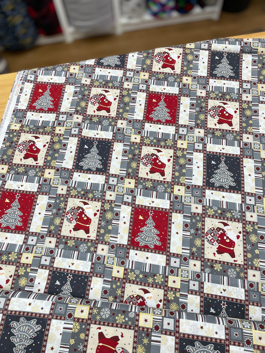 Grey Christmas cotton