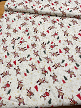 Load image into Gallery viewer, Ivory reindeer Christmas cotton
