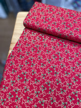 Load image into Gallery viewer, Red holly Christmas cotton
