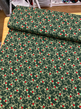 Load image into Gallery viewer, Green holly Christmas cotton
