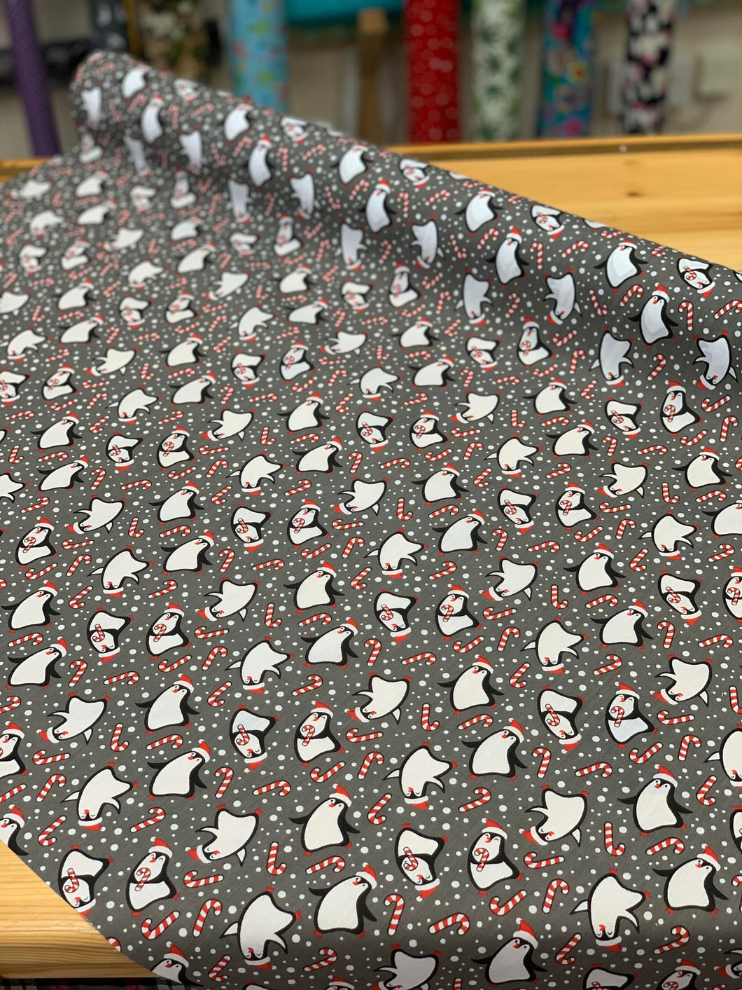 Christmas penguins polycotton