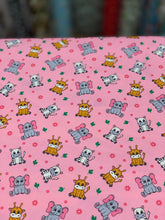 Load image into Gallery viewer, Cute baby animals on baby pink cotton poplin
