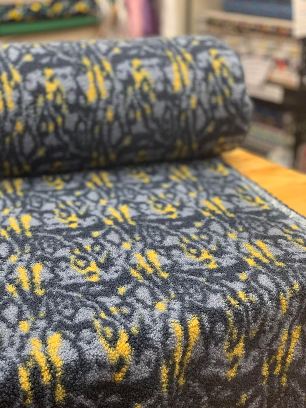 Blue and yellow camo Sherpa