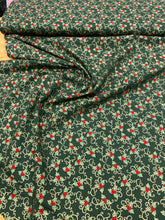 Load image into Gallery viewer, Green holly Christmas cotton
