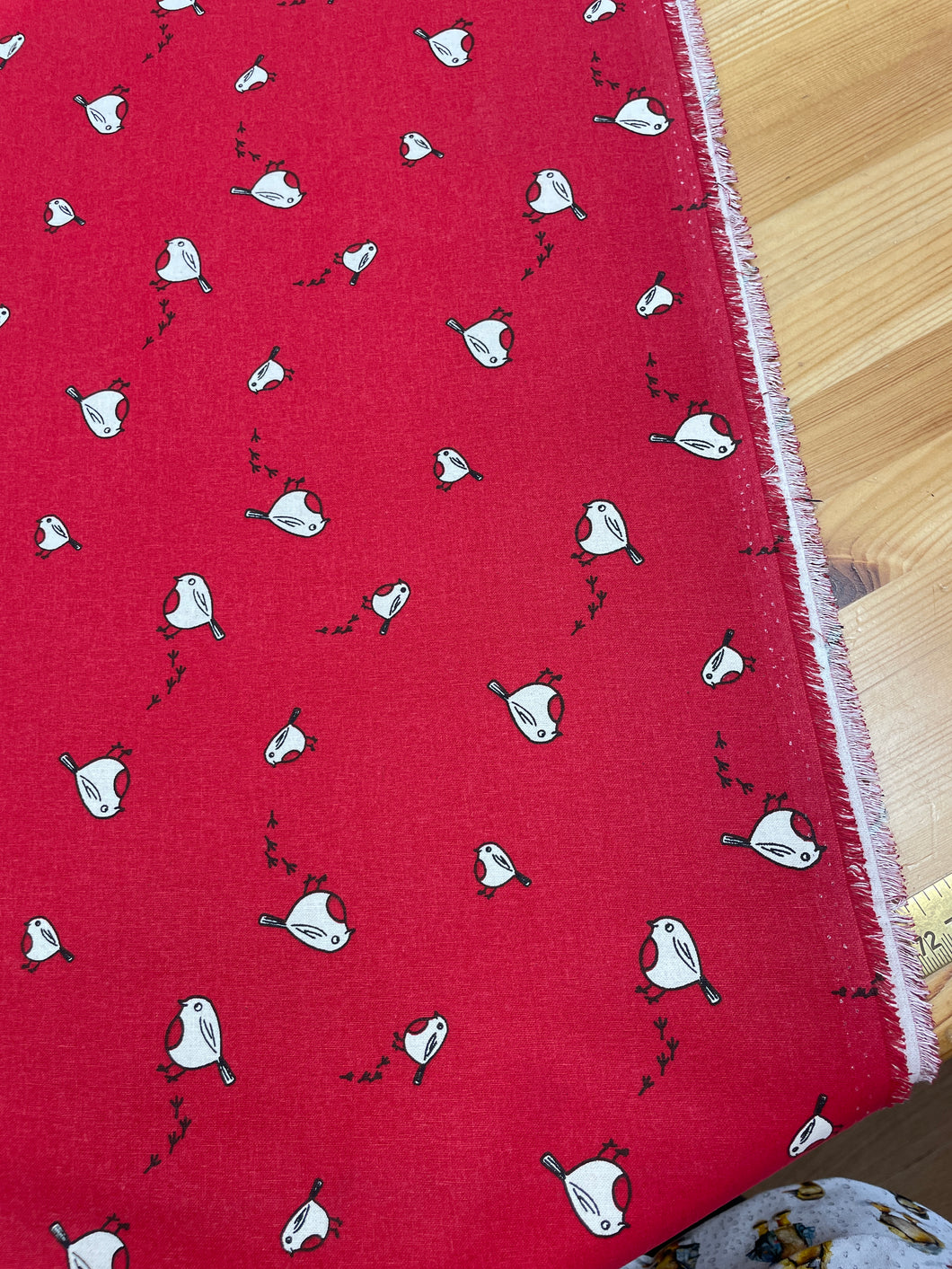 Red robins Christmas cotton