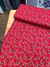 Load image into Gallery viewer, Red holly Christmas cotton
