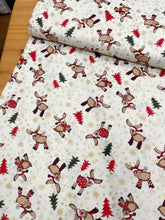 Load image into Gallery viewer, Ivory reindeer Christmas cotton
