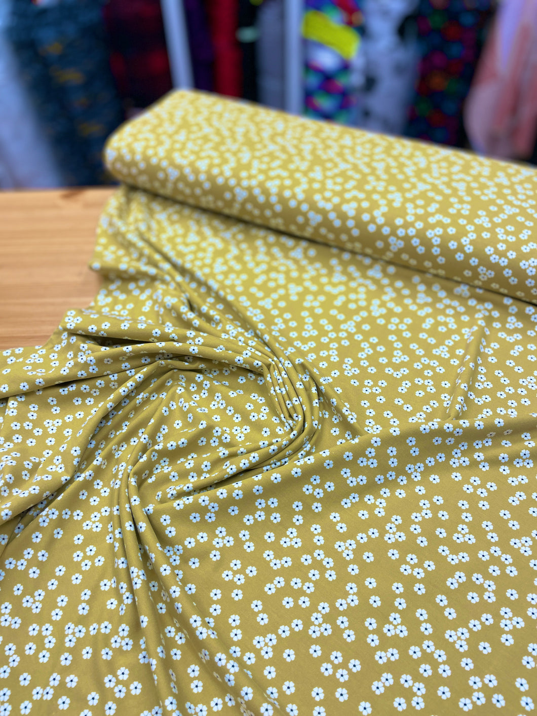 Ochre floral cotton jersey