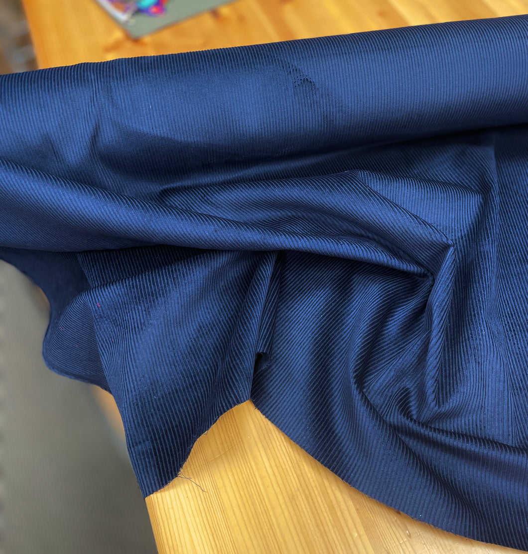 Plain navy 8 wale corduroy