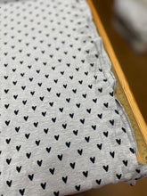 Load image into Gallery viewer, Grey and black hearts cotton jersey
