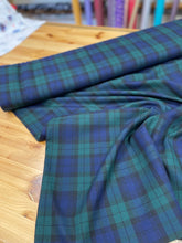 Load image into Gallery viewer, Blue and green viscose twill check
