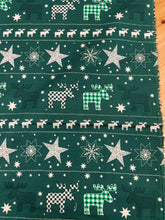 Load image into Gallery viewer, Green reindeer Christmas cotton
