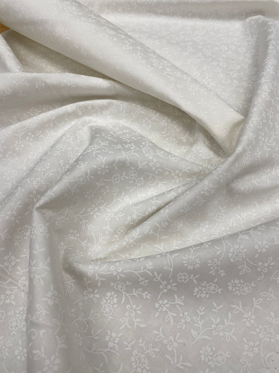 White on white floral cotton