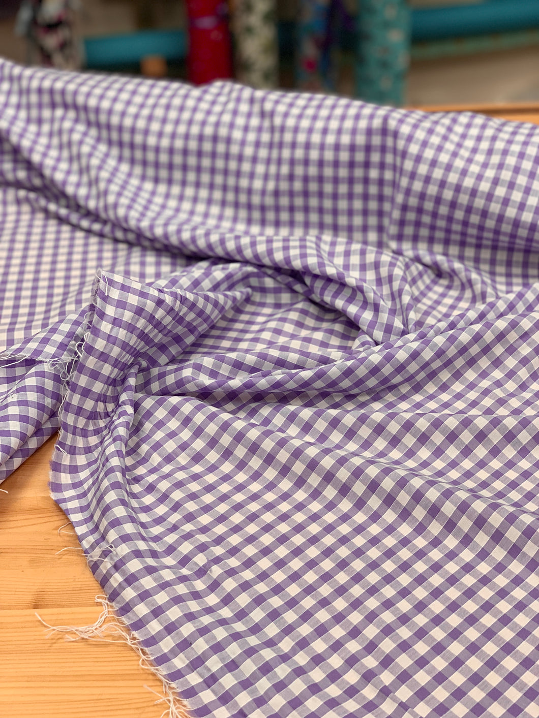 Lilac 1/4” check polycotton gingham