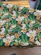Load image into Gallery viewer, Green/brown leaf design cotton poplin
