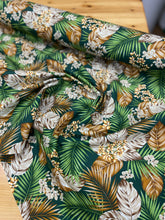 Load image into Gallery viewer, Green/brown leaf design cotton poplin
