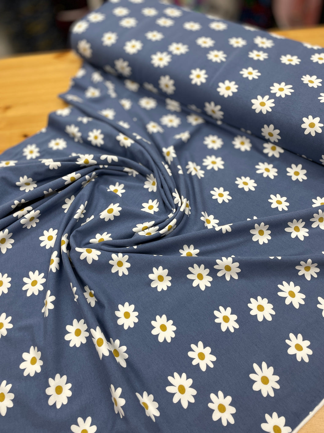 Denim daisy cotton jersey