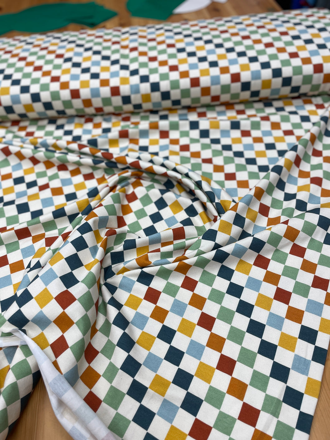 Colourful checks cotton jersey