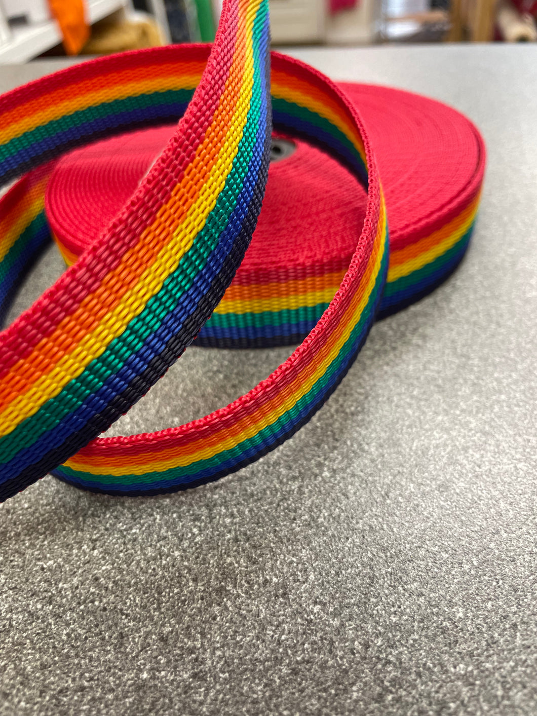 Rainbow 1” wide polyester webbing