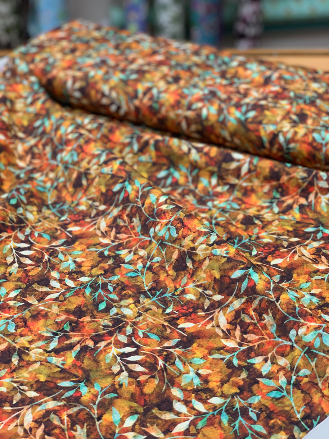 Autumnal leaf design cotton