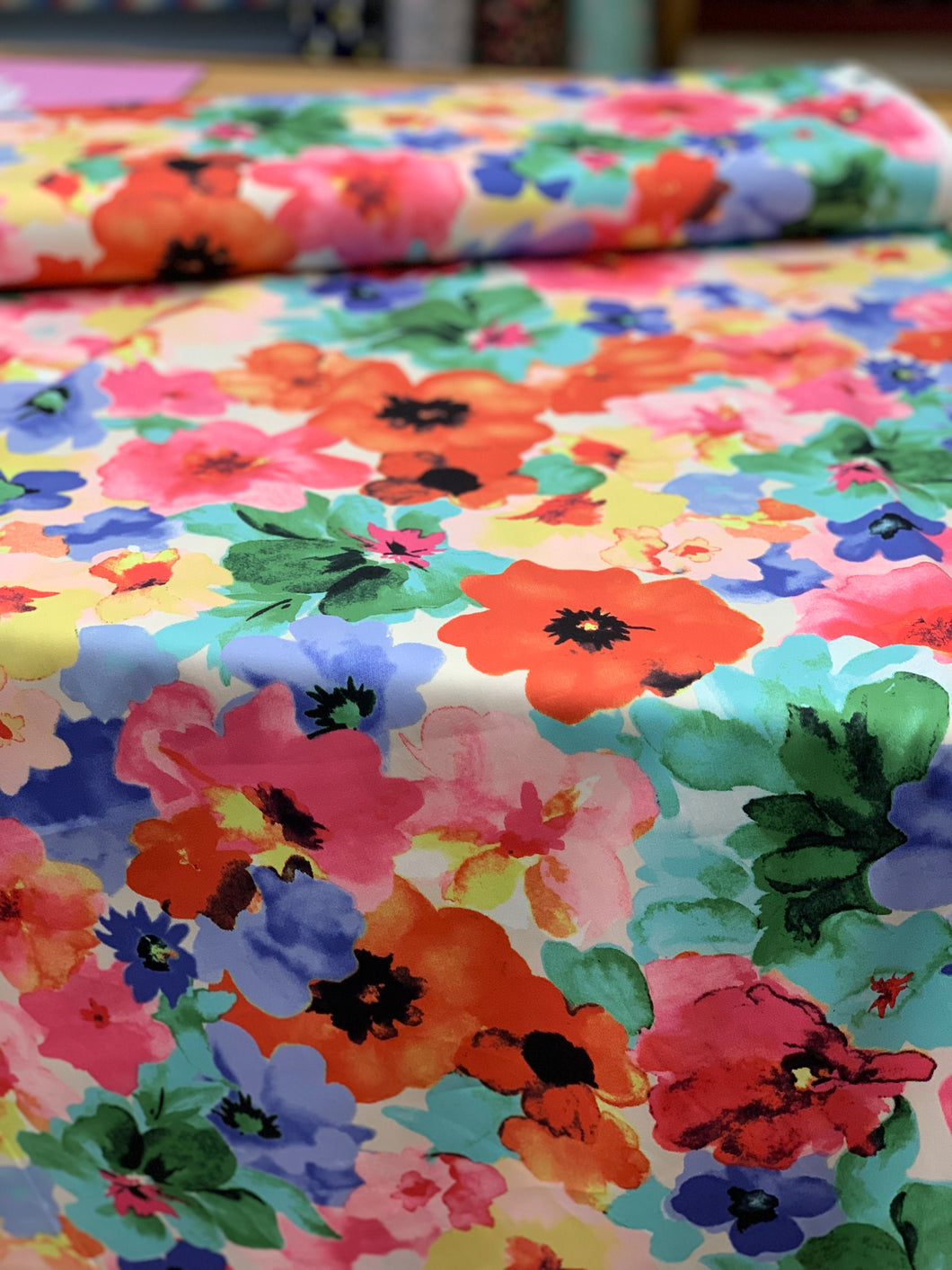 Large floral cotton/nylon/spandex