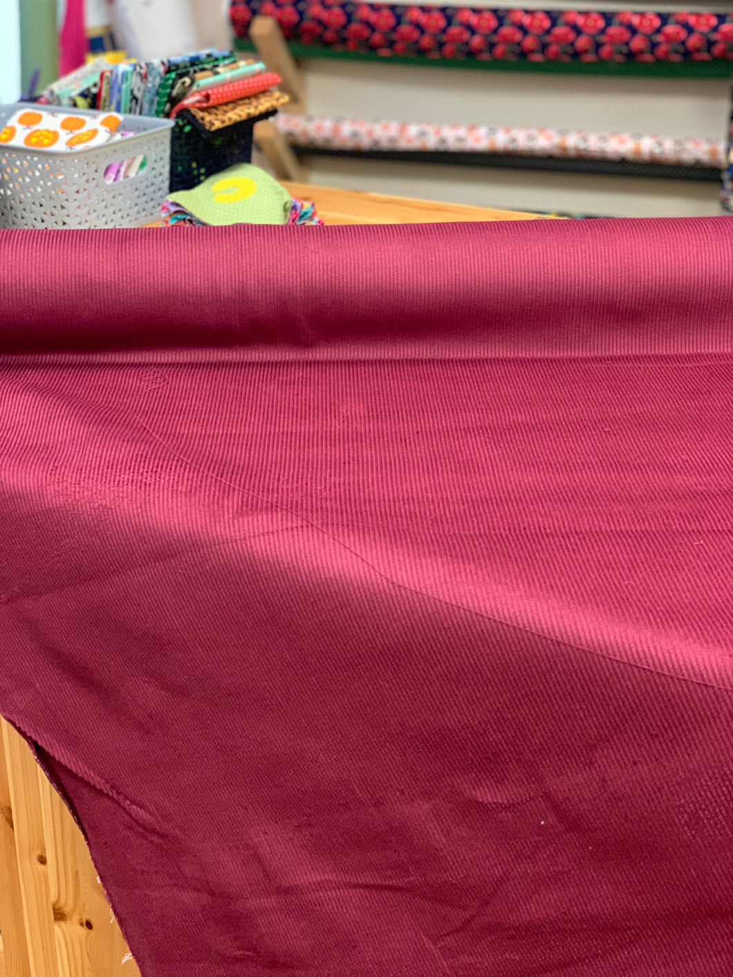 Plain burgundy 8 wale corduroy